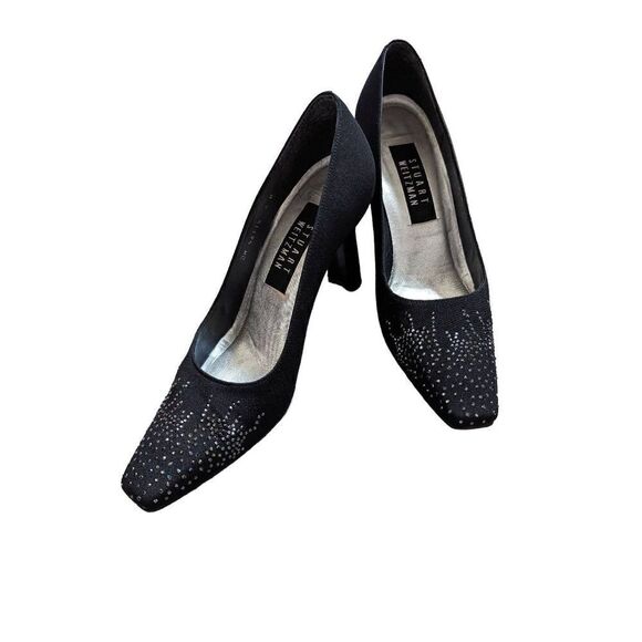 Stuart Weitzman Women's Black Sparkle Rhinestone 3-inch Pumps Heel Size 6B - Picture 1 of 6